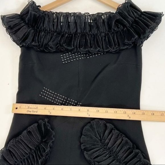 CHRISTOPHER KANE Off-Shoulder Ruffle BLACK Mini Dress - Picture 13 of 16